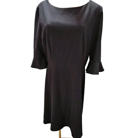 NWT TAHARI BLACK Ruffle 3/4 SLEEVE SHEATH Dress LBD‎ Business Stretch Ladies 12 - Picture 1 of 4